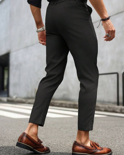 Pantalón de Corte Recto con Tejido Elástico para Hombre