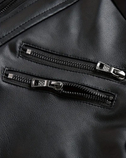 Chaqueta de Cuero con Capucha para Hombre