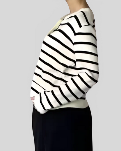 Cárdigan a Raya Blanco y Negro para Mujer