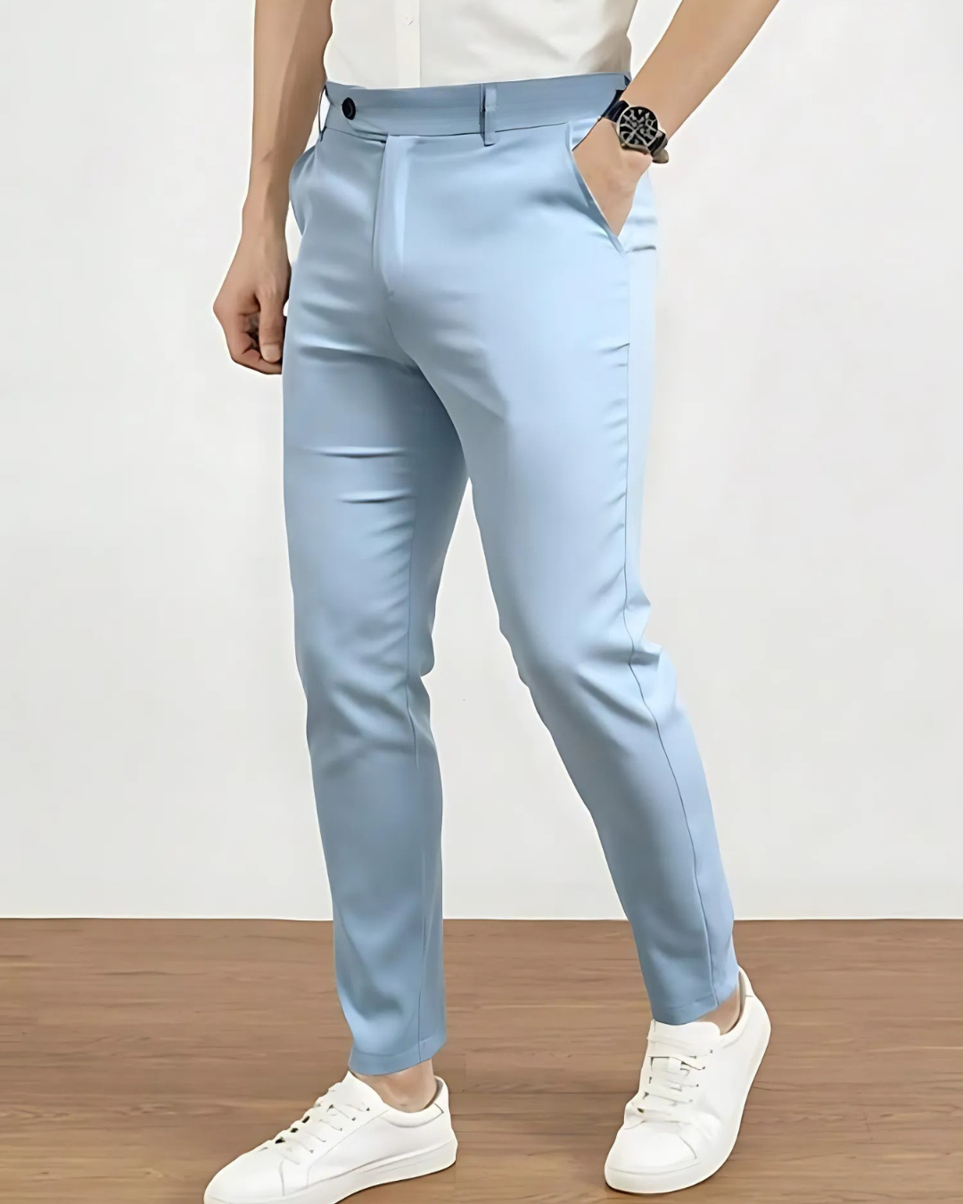 Pantalón de Corte Recto con Tejido Elástico para Hombre