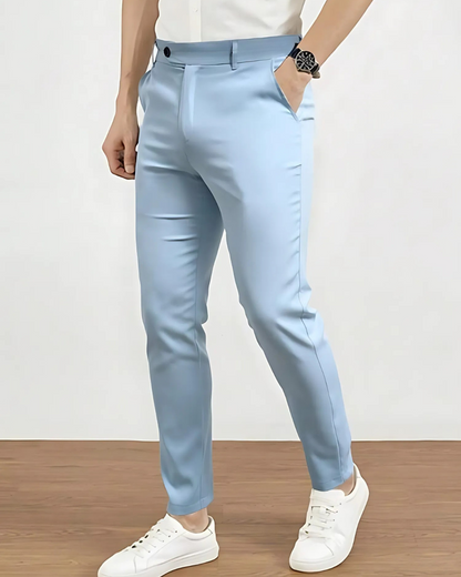 Pantalón de Corte Recto con Tejido Elástico para Hombre
