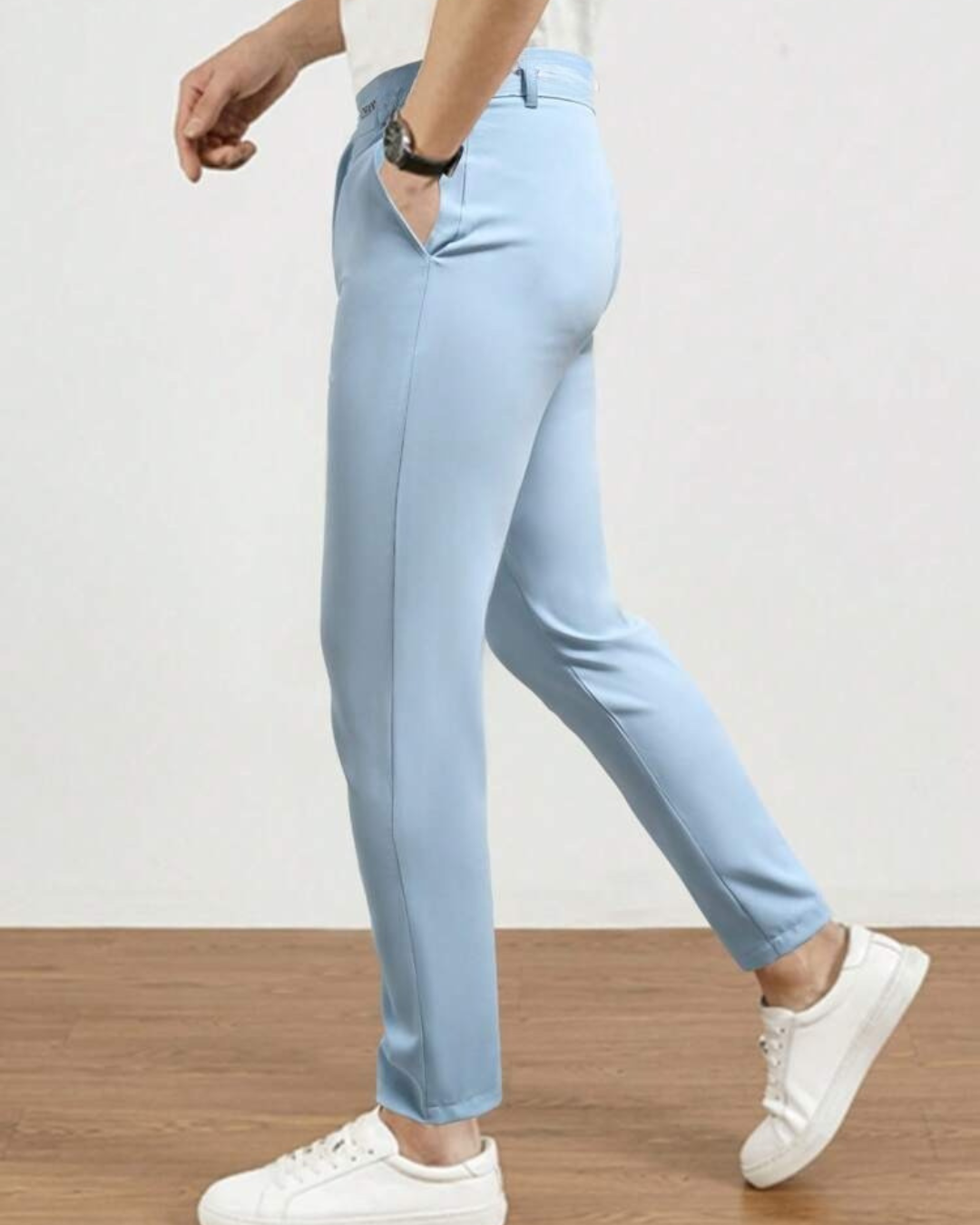 Pantalón de Corte Recto con Tejido Elástico para Hombre