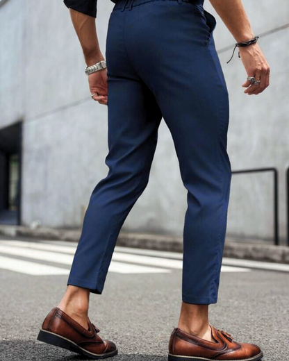 Pantalón de Corte Recto con Tejido Elástico para Hombre